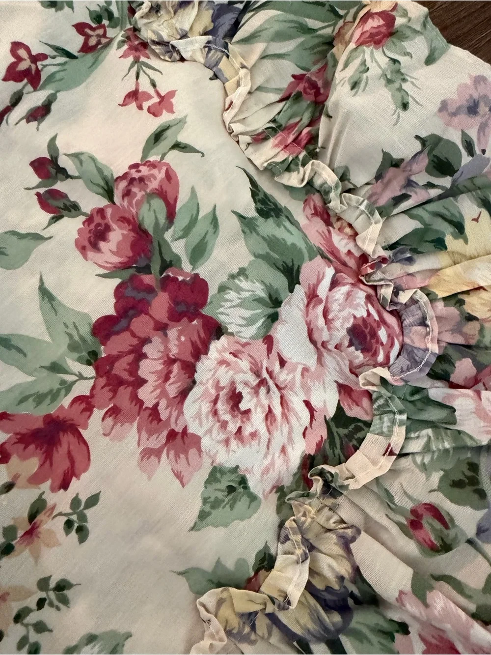 Vintage Pillow cases set of 2 Ruffle floral Cottagecore Pillow Cases
